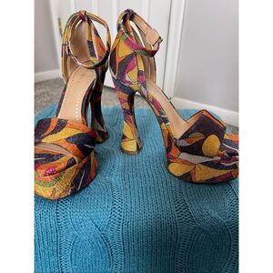 Chelsea & Violet Indi Vintage Print Platform Sandals